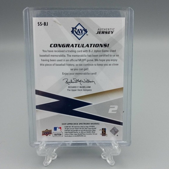 BJ Upton 2009 UD Spectrum Swatches Jersey Baseball Card - Picture 2 of 2